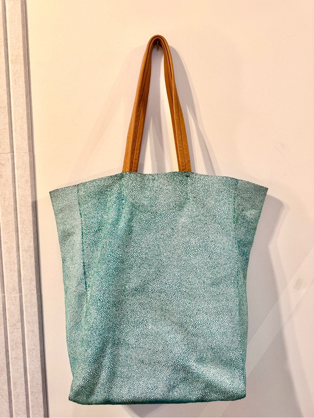 Sorial Suede & Leather Aqua/white Tote